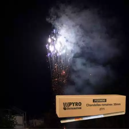 Carton de chandelles romaines 8 coups pot à feu bleu