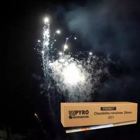 Carton de chandelles romaines 8 coups pot à feu blanc