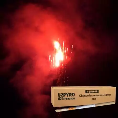 Carton de chandelles romaines 8 coups pot à feu rouge 