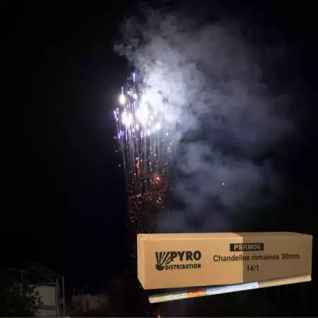 Demi carton de chandelles romaines 8 coups pot à feu bleu