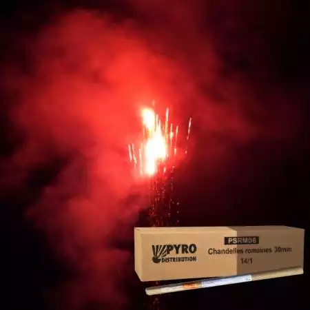 Demi carton de chandelles romaines 8 coups pot à feu rouge 